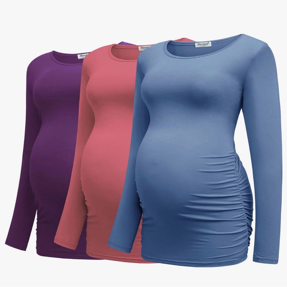 NWT Bearsland Maternity Shirts. Pack of 3. Purple blue and pink. Size S
